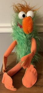 Vintage Green Shaggy Monster Hand Puppet