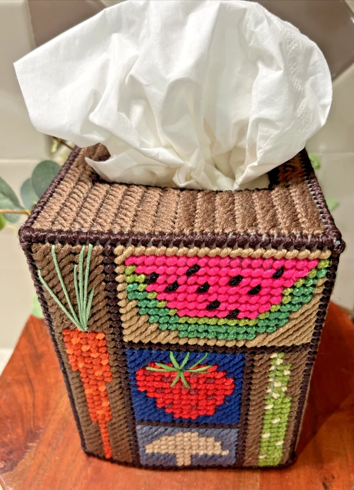 纸巾盒盖手工纱线帆布水果和蔬菜草莓西瓜可爱 — 第 4/4 张图片