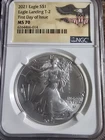 2021 Silver Eagle Eagle Landing T-2 First Day of Issue MS-70