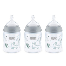 NUK Smooth Flow anti Colic Baby Bottle, Elephant, 5 Ounce 3 Pack