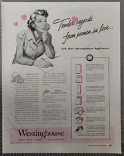 1942 Westinghouse Electric Home Appliances Magazine Print Ad Women in Love WW2