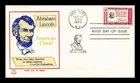 DR JIM STAMPS US COVER AMERICAN CREDO ABRAHAM LINCOLN FDC TRI-COLOR CACHET