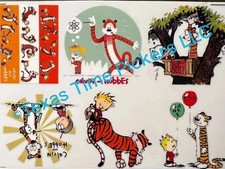 6 Per Sheet CALVIN and HOBBES Sticker Decal 3D Vinyl Tiger Cartoon FREE SHIP