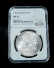 1921 $1 Morgan Silver Dollar - NGC MS63