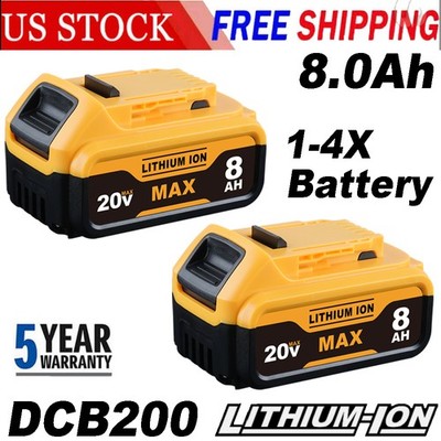 1-4X 8000mAh for Aeboren 20 Volt Max XR Li-ion Battery DCB206-2 DCB205-2 DCB200