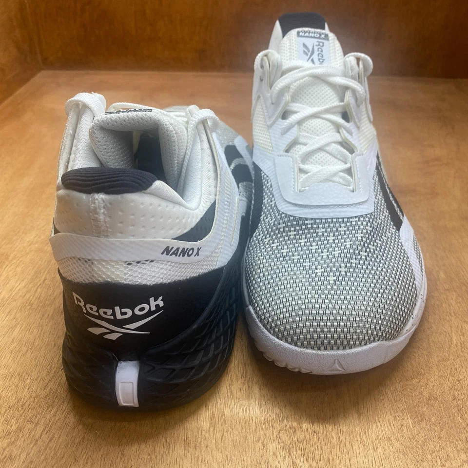 Reebok Nano X Hombres 9.5 Blanco Negro Atlético Crossfit Cross Trainer Zapatos EH3094 Foto 4 de 4