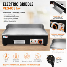 Commercial Electric Griddle Grill 55cm Flat Top 3kW Thermostat
