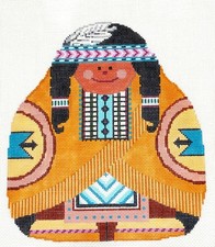 Hand Painted Needlepoint Canvas "Indian Boy" by Quail Run Southwest Indian