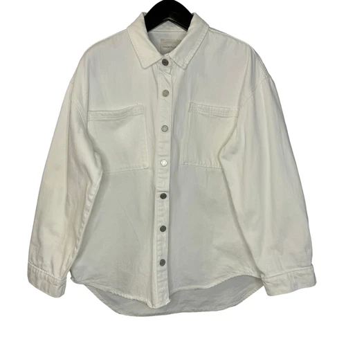 OFF WHITE Giacca camicia denim donna abituale bianco sporco oversize donna L