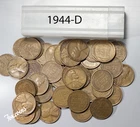 1944-D Lincoln Wheat Cent Penny - 50 Coin rolls    Circulated coins roll