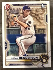 Logan Henderson Milwaukee Brewers 2021 Bowman Draft 1st Bowman