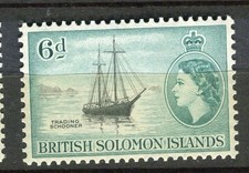 BRITISH SOLOMONS; 1956 early QEII Pictorial issue fine MINT MNH Unmounted 6d.