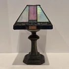 Vintage Stained Glass Tea Light Lamp Dale Tiffany Style
