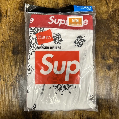 Lot de 2 boxers Supreme logo bandana slip Hanes sous vêtement créateur neuf authentique