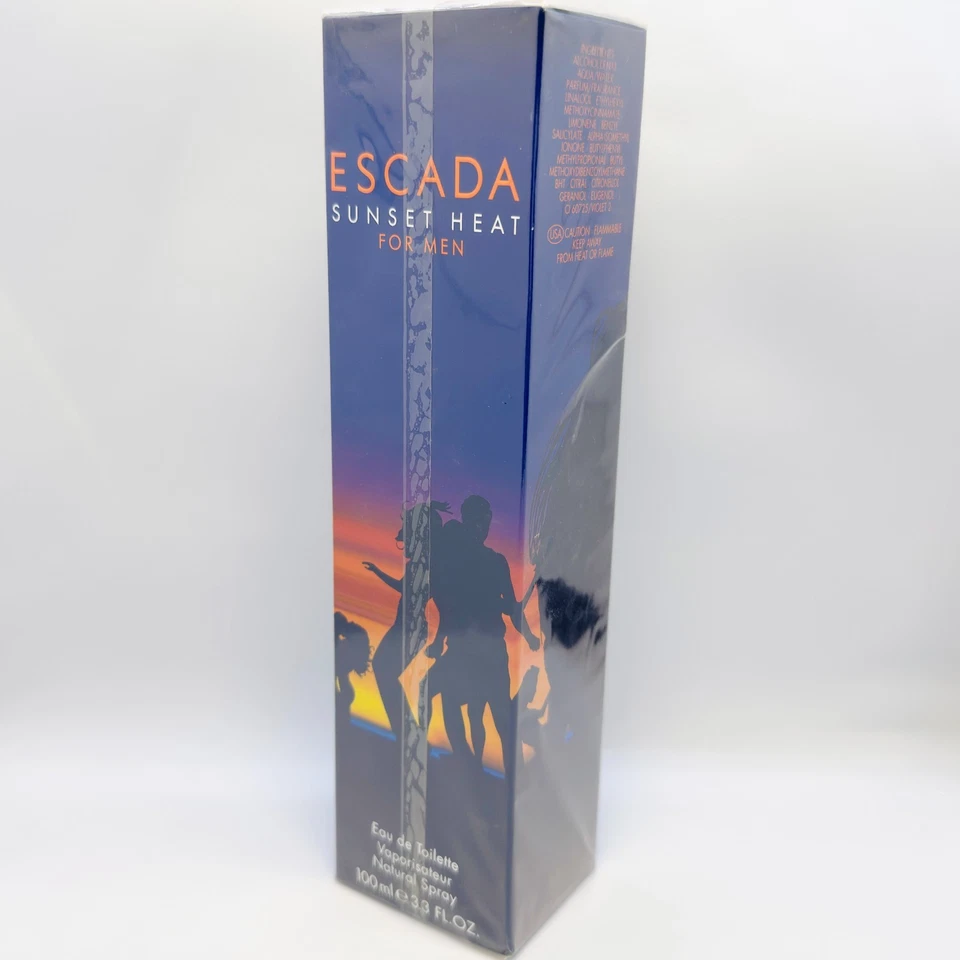 Escada Sunset Heat Men EDT Spray 3.3 fl oz / 100 ml NIB Sealed Discontinued Rare - Image 2 of 3