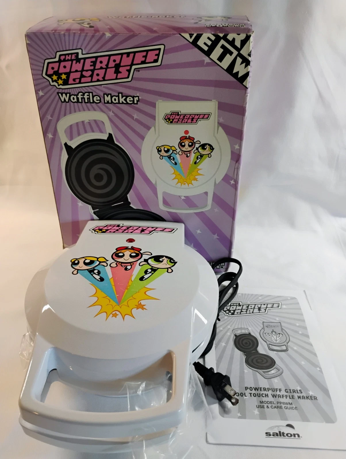 Cartoon Network WB POWERPUFF GIRLS Cool Touch Waffle Maker, New - Open Box