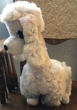 Vintage Rushton Toy Co. Poodle Plush White Purple 1960s Vintage 14 in approx