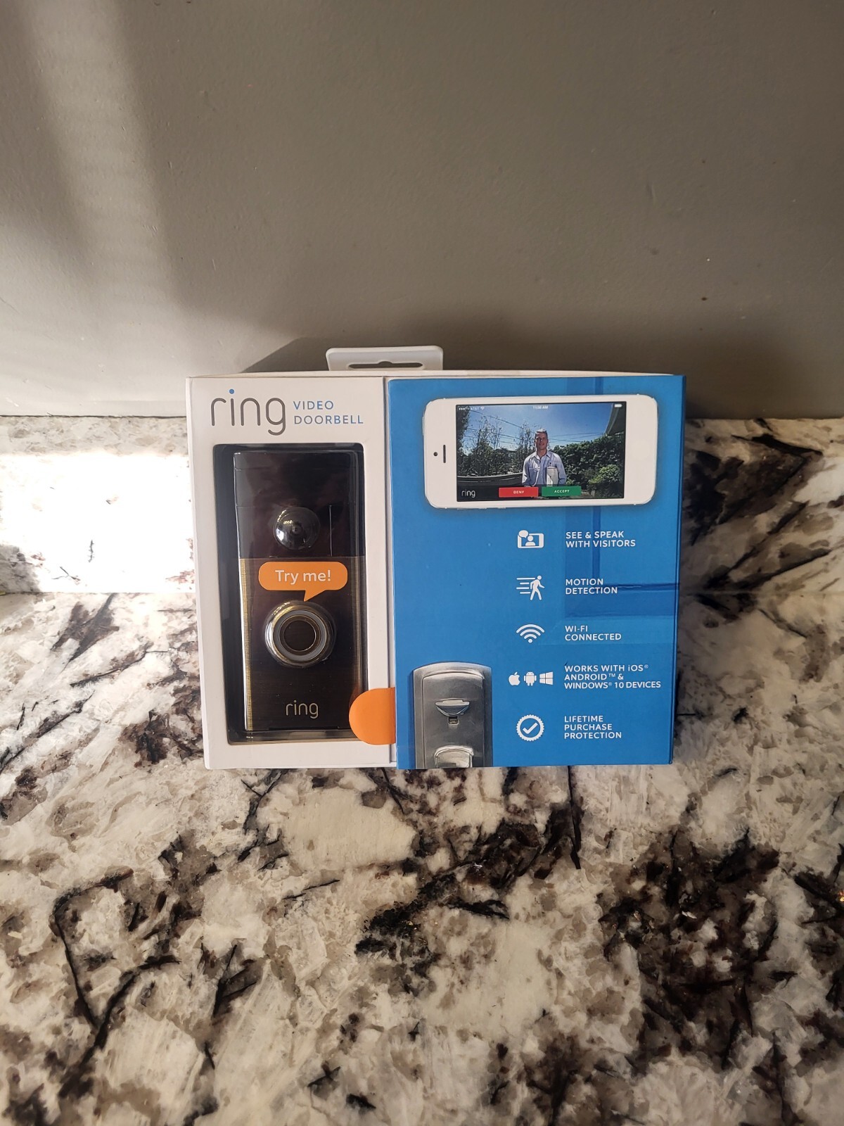 RING DOORBELL CAMERA VENETIAN BRONZE WIFI CAPABILITY TWO WAY TALK NIGHT VISION-image