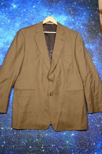 Burberry London Kensington Mens Wool Brown Houndstooth Sport Coat Jacket 46 XLG