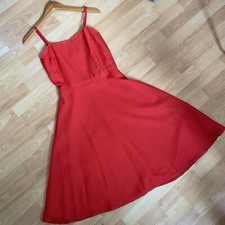 Vintage Dress Ladies Handmade 50s Style Red Polkadot Flared Dress Size M
