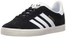 adidas Unisex Kids Originals Gazelle Junior Sneakers Black/White/Gold Size 7