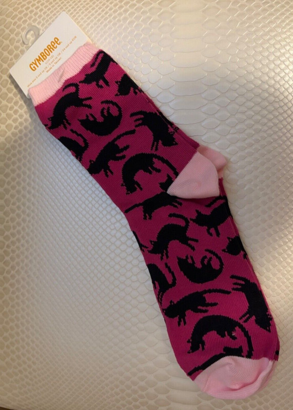 Gymboree Girls Sock Hot Pink, Lt Pink, Black Cats 10/12