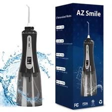 AZSmile Water Cordless Flosser Dental Oral Irrigator 5 Modes 8 Tips