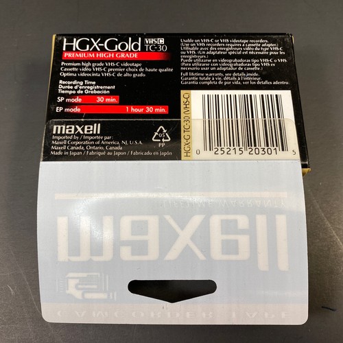 Maxell VHS-C HGX-GOLD TC-30 Video Camcorder VIDEOCASSETTE TAPE Brand New Sealed - Picture 2 of 2