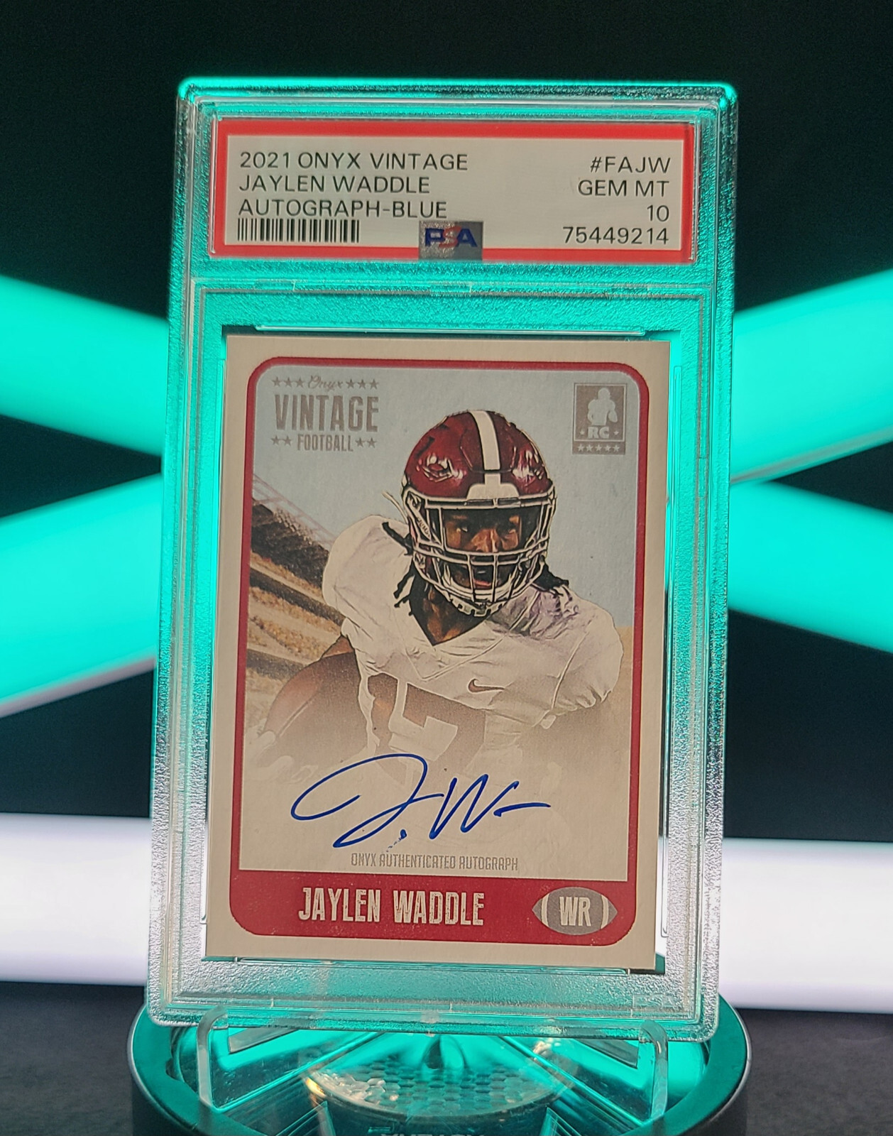 Jaylen Waddle Onyx Vintage #FAJW Autograph-Blue