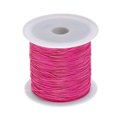 1Rolle Nylon Perle Faden Knoten Schnur 0.6mm 50Yards Satinschnüren,Heiß Rosa