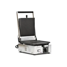 Omcan USA 11375 Single Sandwich Panini Grill w/ 9" x 10" Grooved Plates, 110V