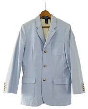 POLO RALPH LAUREN Boys Blazer Light Blue Cotton Single-Breasted Sz L 16-18 