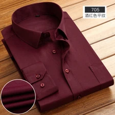 Mens Dress Shirts Long Sleeves Formal Business No Iron Button Casual Shirts Tops