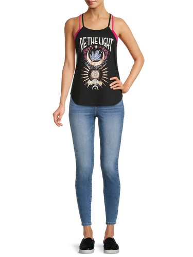 No Boundaries Women/Juniors' High Neck Graphic 2fer Tank Top w/ Bralette Bra NEW - Picture 10 of 25