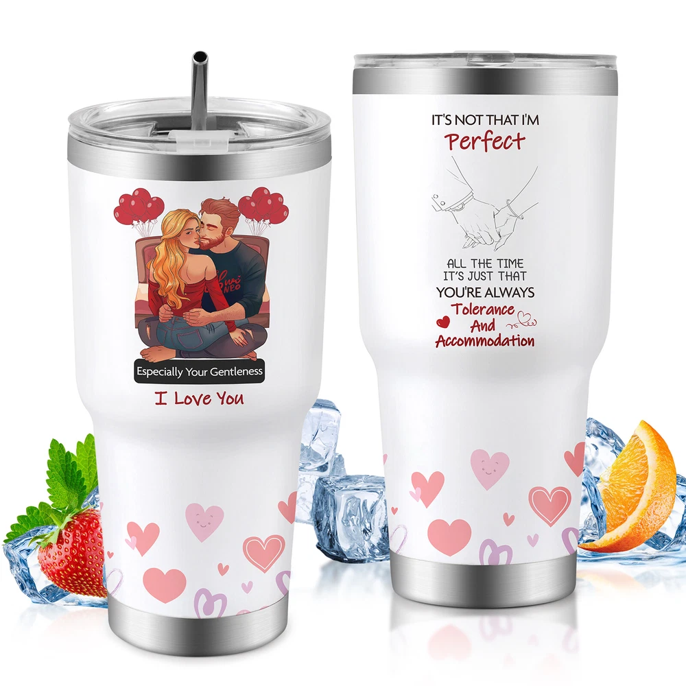 Tumbler Stainless Steel Straw, Anniversary Birthday Gift 30oz Car Cup