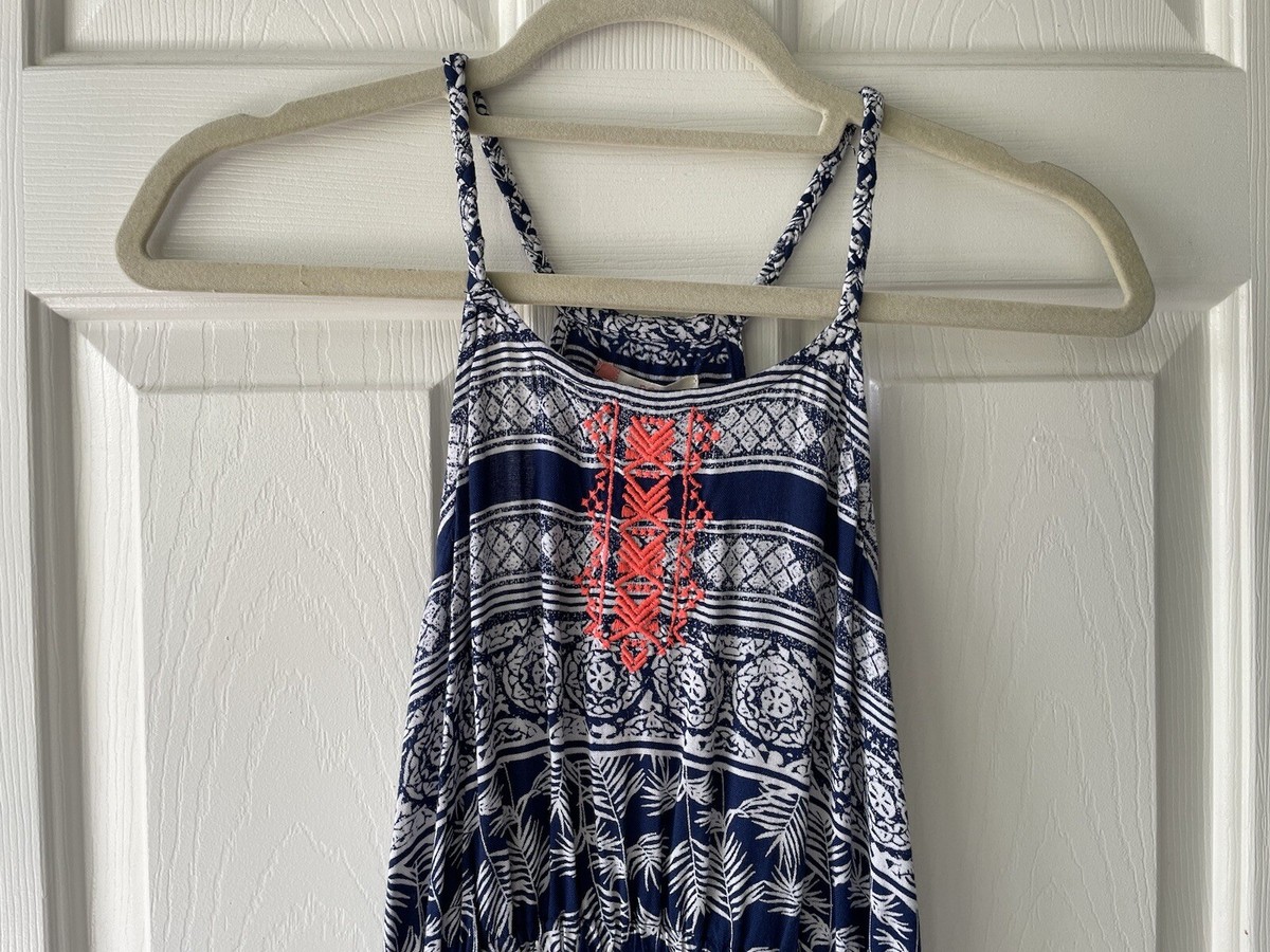roxy girl's size 10 summer boho blue lovely messenger sleeveless