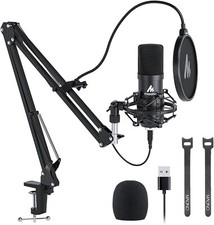 USB 192Khz/24Bit Plug Play PC Computer Podcast Condenser Cardioid Metal Mic Kit