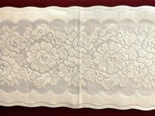 54" or 76" long Lace Table Runner Victorian Rose Ivory Lace over Ivory Fabric