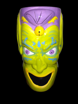 Coco Bongo Ceramic Tiki Mug Green Purple Eye Goblin Evil Genie Man Cave Bar