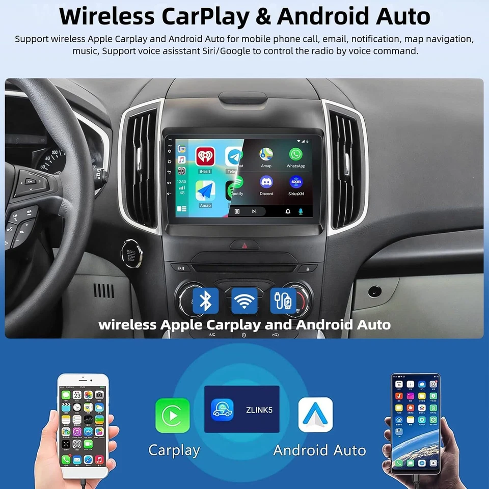 Para 2015 2016 2017 2018 Ford Edge Android 13 Apple Carplay Coche Estéreo Radio GPS Foto 4 de 4