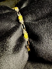 Vintage Meier & Frank FAS 925 Sterling Silver Lab Fire Opal Bracelet In Box