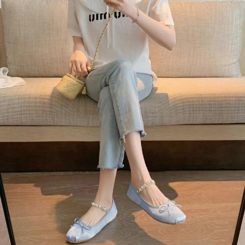 Womens Spring Slip on Satin Loafers Shoes Flat Ballet Shoes Daily Dress Pumps - Picture 5 of 26