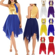 Women's Lyrical Dance Dress Irregular Hem Tunic Dresses Church Praise Costumes