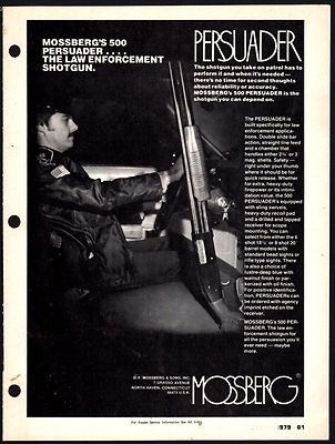 1979 MOSSBERG 500 Persuader Police Shotgun PRINT AD Gun Advertising