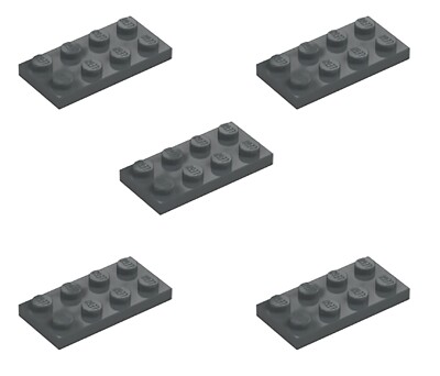 5 New LEGO Dark Stone Grey 2x4 Plates 2420 flat city building gray rectangle