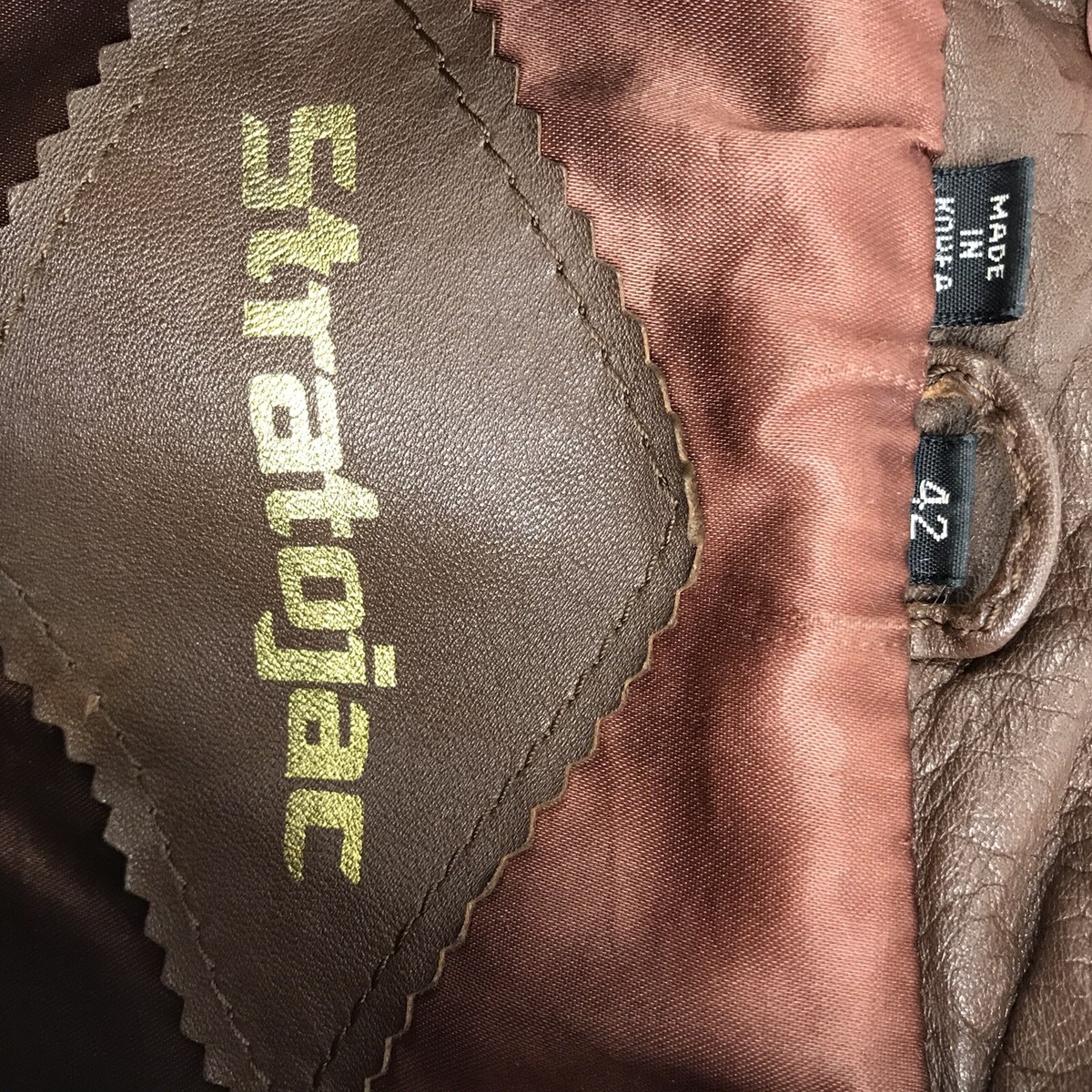 40s ヴィンテージ M42 モッズコート ベスパ ランブレッタ Vintage Stratojac Brown Leather Jacket 42 70s Bomber Moto