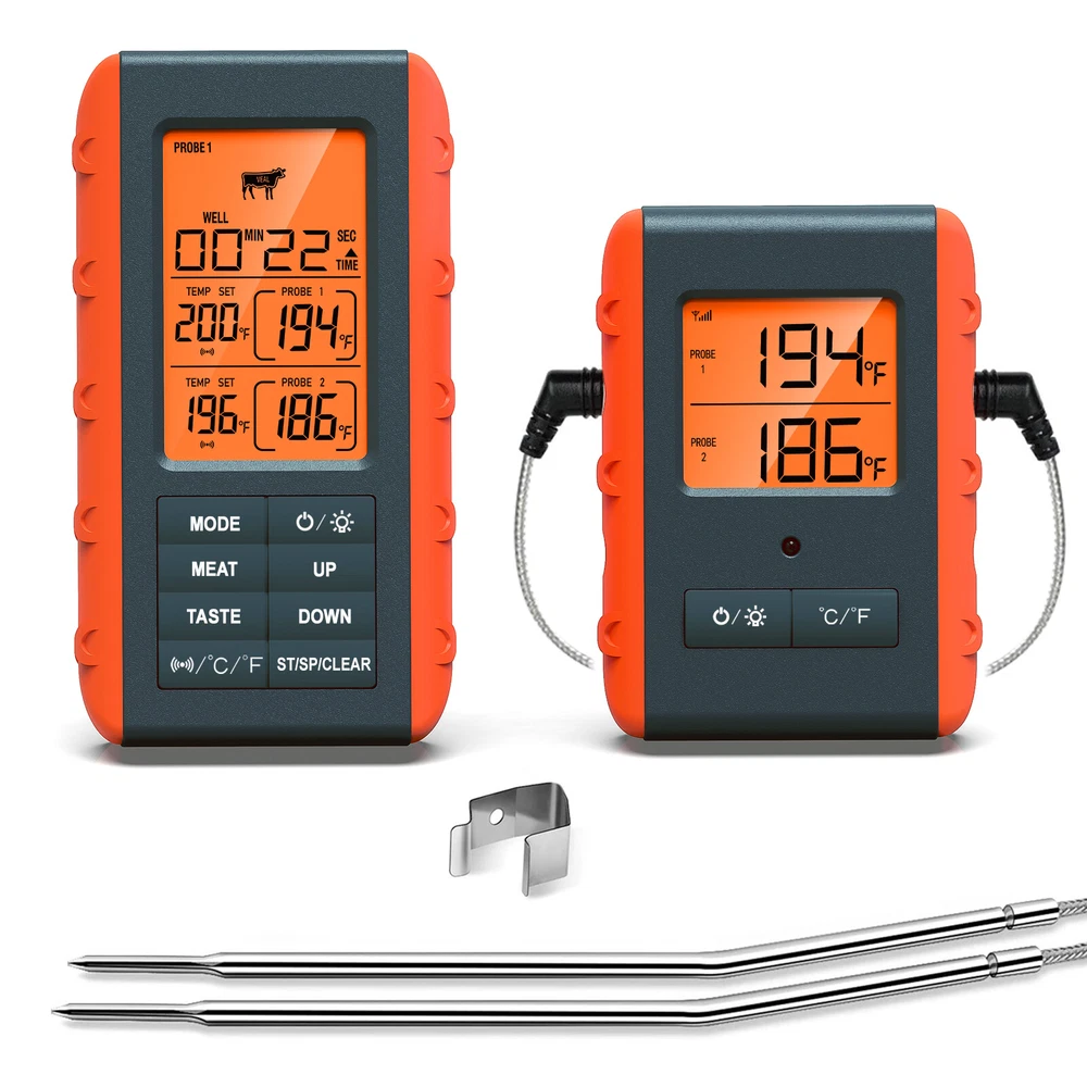 Wireless Meat Thermometer With 2 Propes For Grilling Kitchen Food Cooking