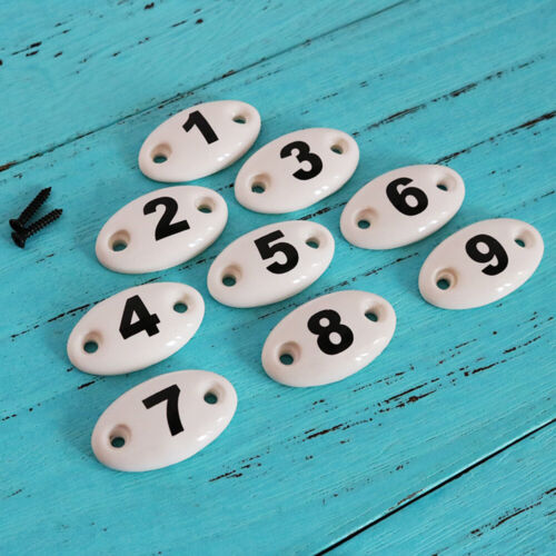 9Pcs/Set 1-9 Cabinet Number Sign 2-hole Ceramic for Cupboard Drawer Digital Mark - Afbeelding 1 van 12