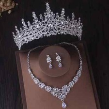Crystal Bridal Jewelry Sets Tiaras Crown Earrings Necklace Wedding Jewelry Set