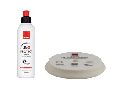 Rupes UNO Protect One Step Polish and Sealant + Rupes DA UltraFine Polierschwamm
